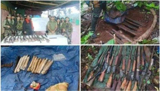 छत्तीसगढ़ के नारायणपुर में नक्सली डंप से बड़ी मात्रा में राइफलें, बीजीएल शेल और विस्फोटक सामग्री हुई- बरामद