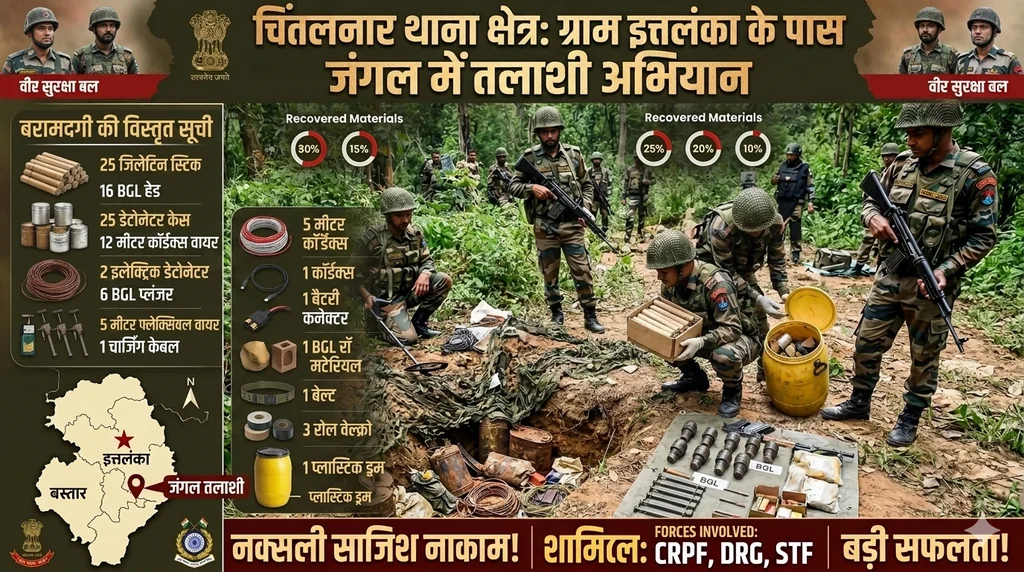 नक्सल विरोधी अभियान के तहत सुरक्षा बलों को बड़ी सफलता मिली 